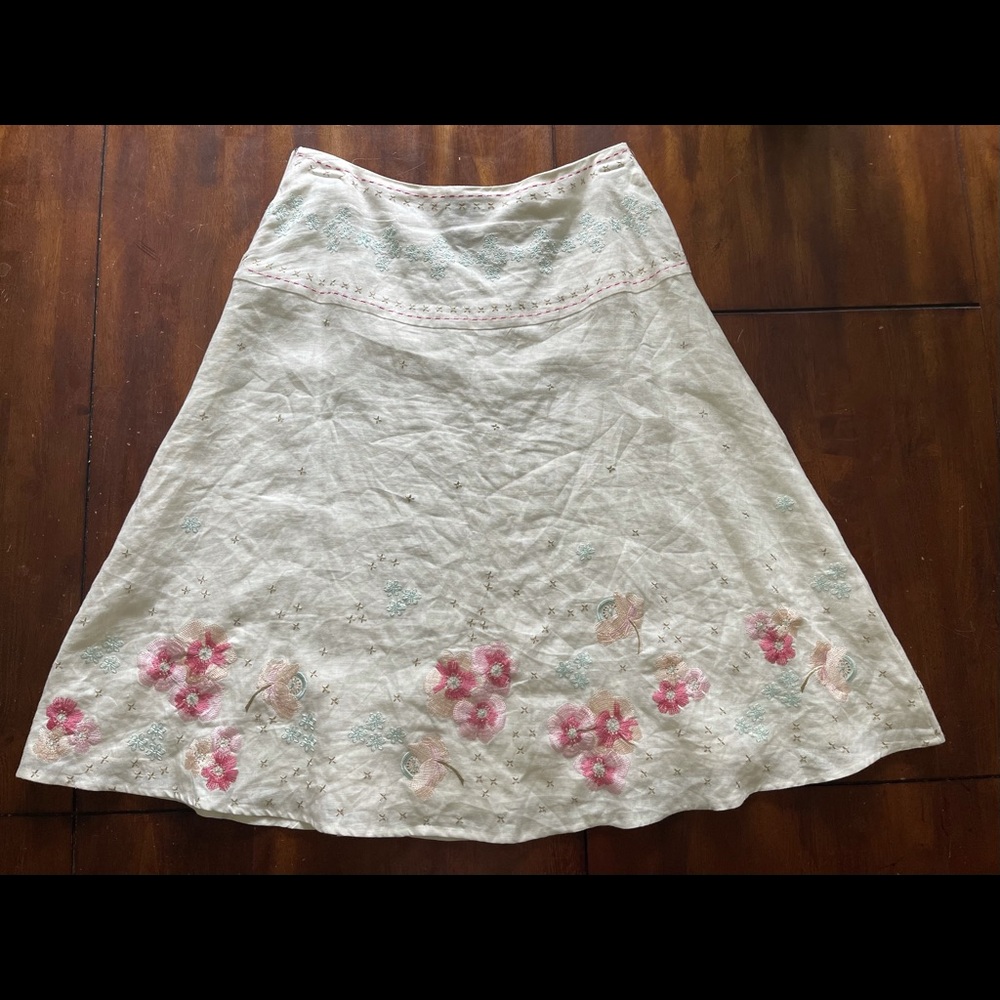 Alexandra Bartlett A-line Midi Linen Skirt Sz 8